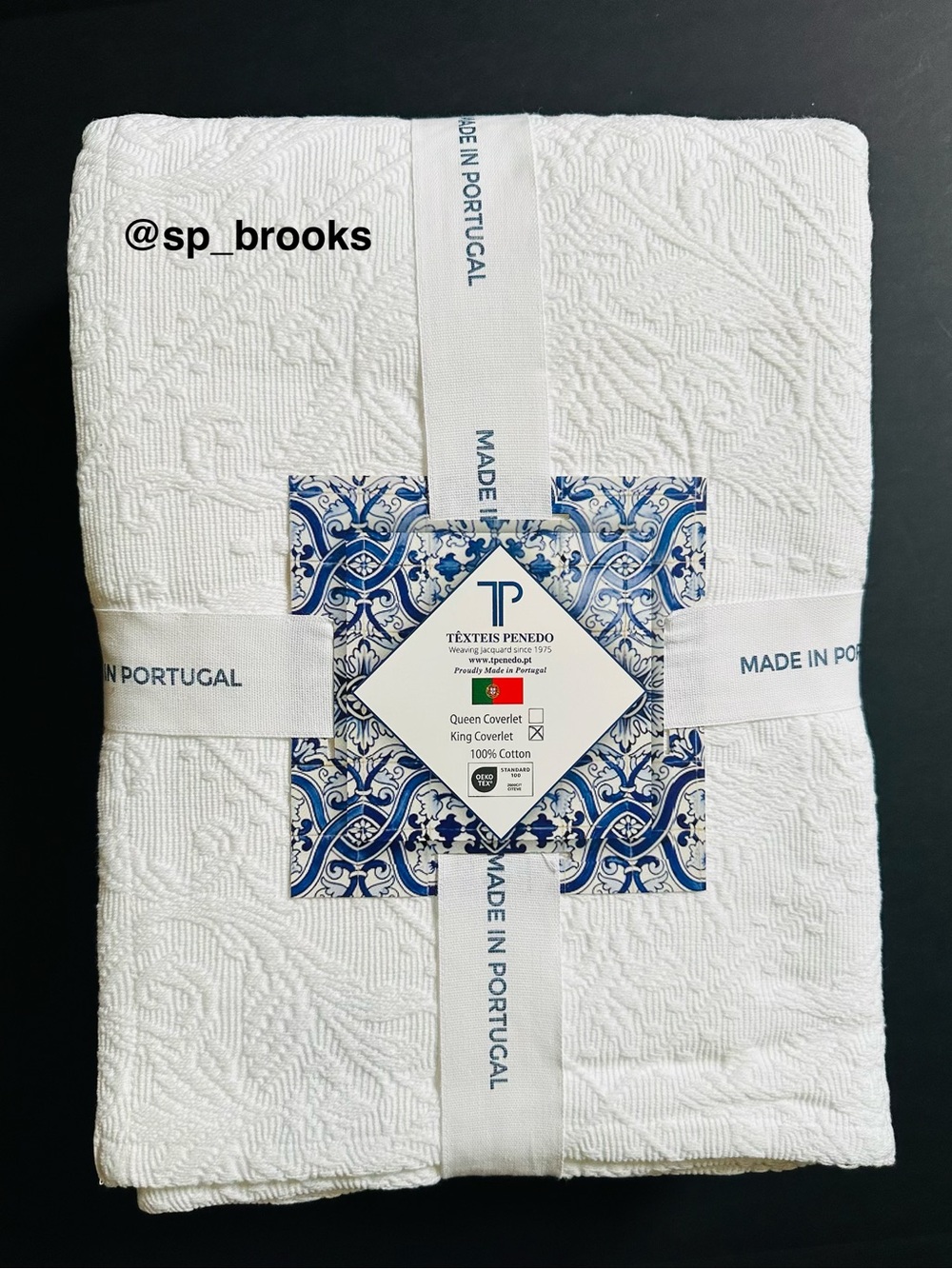 🎁Texteis Penedo Coverlet - Cotton Norwich White Damask Coverlet - King Coverlet